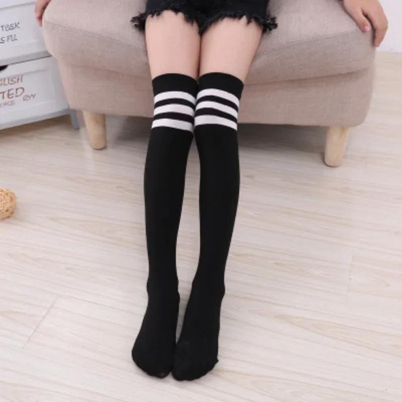 Kids Velvet Thin Breathable Striped Knee High Socks Soft Sports Long Socks For Boys Girls School Uniform Comfortable
