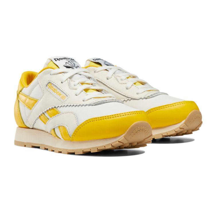 Reebok Classic Nylon Comfortable Versatile Low-Top Kids Running Shoes Kids Running Shoes White Lemon-Yellow EG1468
