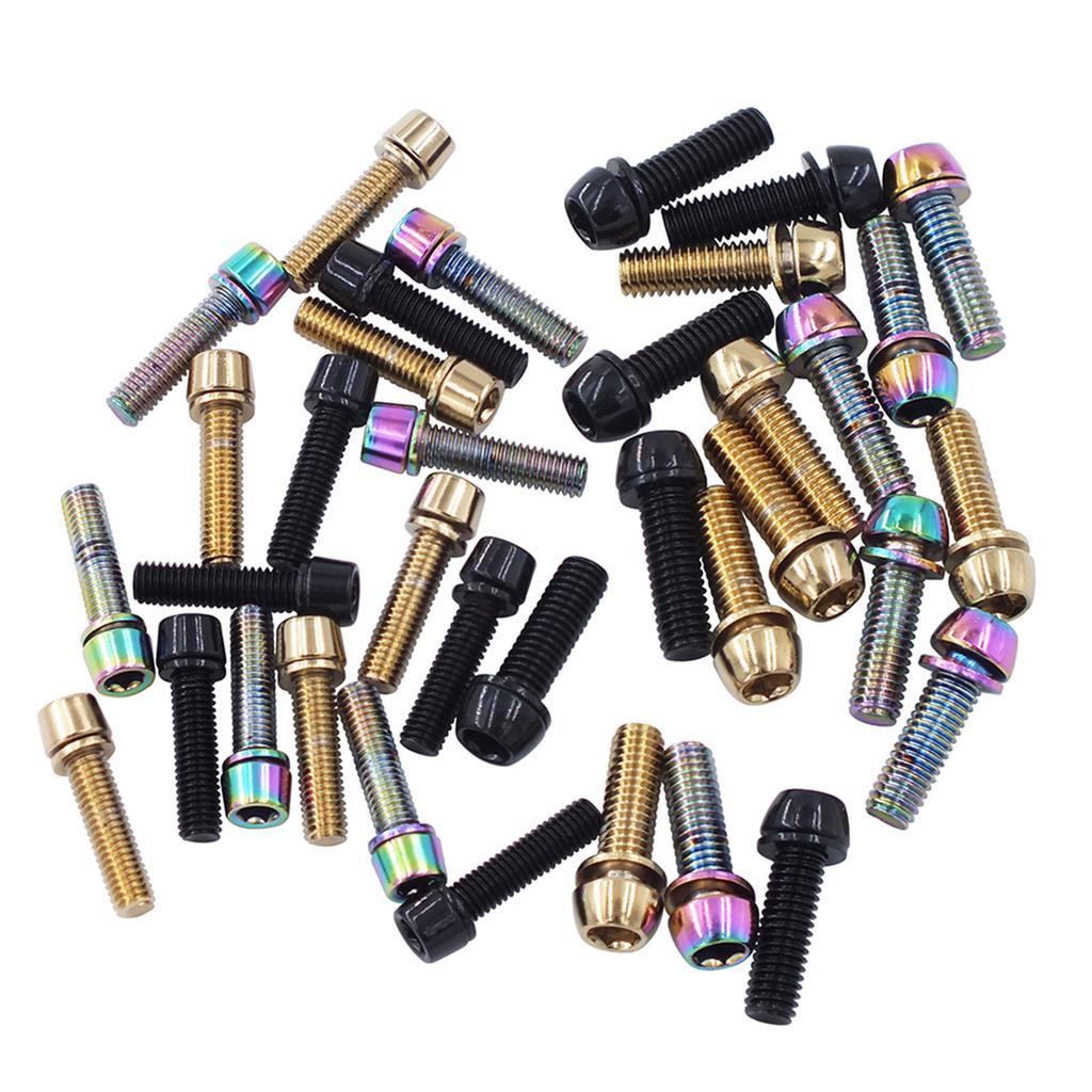 Bike Stem Bolts,Steel Tapered Bike Stem Bolts Bicycles Handlebar Bolts Screws with Washers for MTB/Road Bike