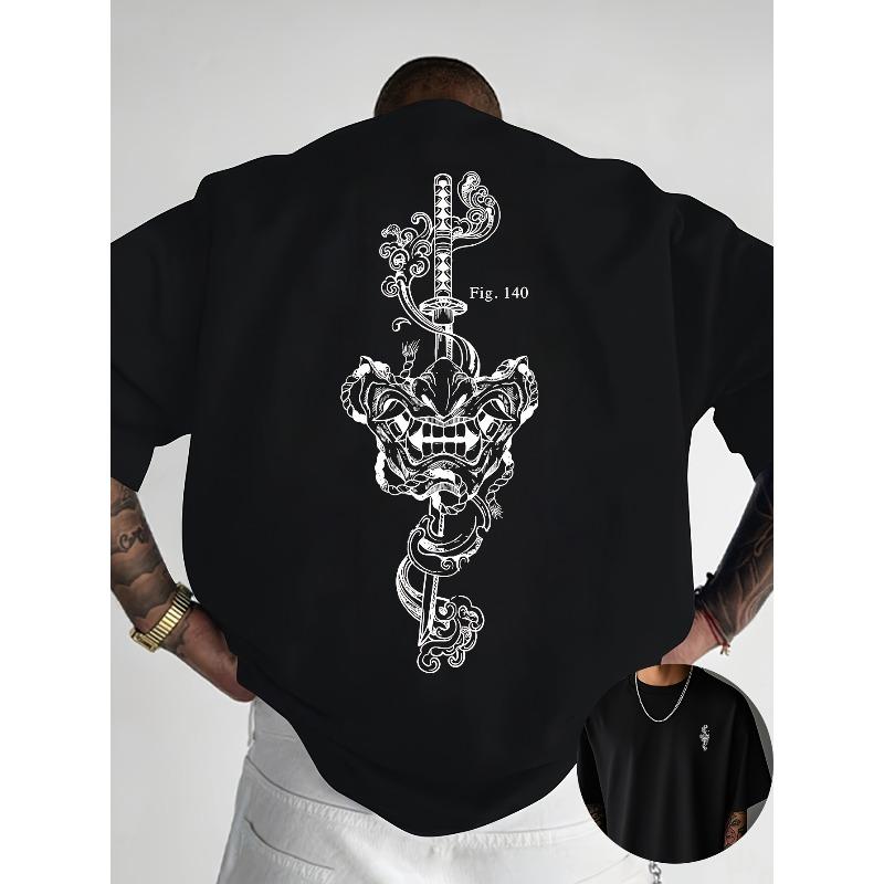 Men's Print Round Neck T-Shirt, Pure Summer Trendy Fashion Short Sleeve, Casual Daily Style Top, Essential for Outdoor Leisure