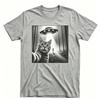 Cat Selfie Ufo Abduction Shirt Funny Alien Spaceship Novelty Vintage Graphic Tee Vintage Unisex Crew Neck Casual Short Tops