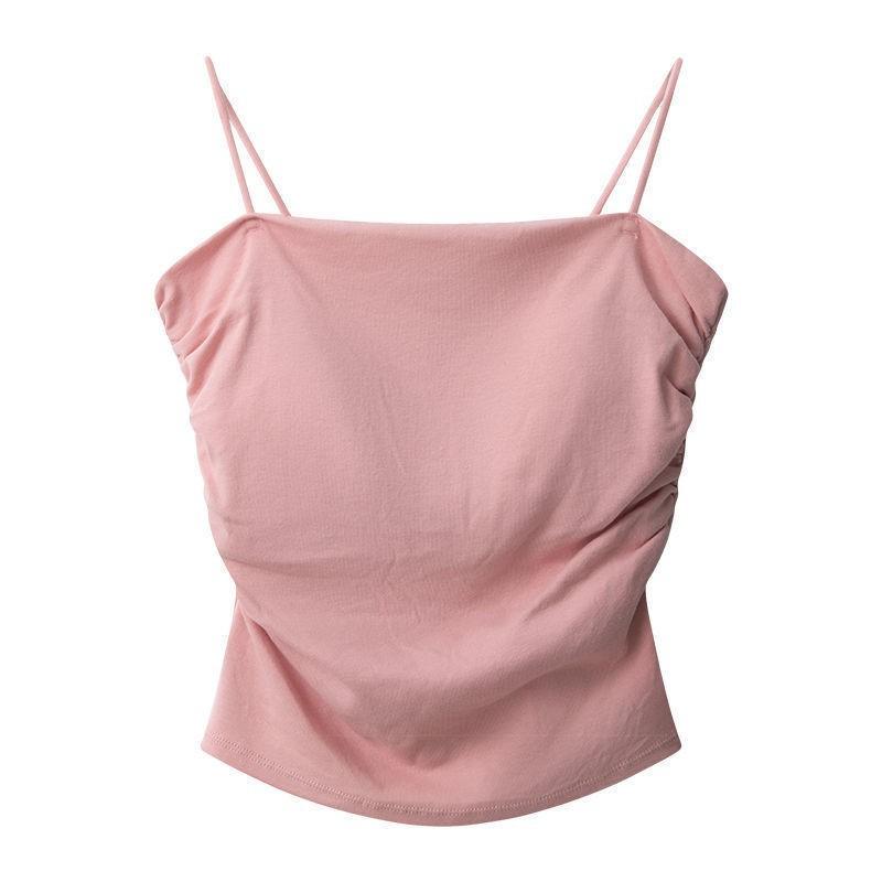Sling vest women's belt fixed chest pad outer wear underwear comfortable elastic pleated thin waist repair sports bra tube top
