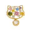 Brooch Pin, Cartoon Cat Design Lapel Pin with Cubic Zirconia, Anti-Exposure Button Cardigan Pin for Bags Hats