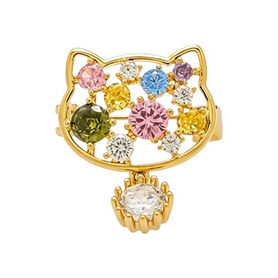 Brooch Pin Cartoon Cat Design Lapel Pin with Cubic Zirconia Anti-Exposure