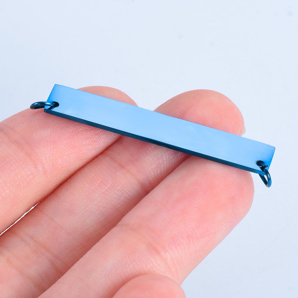 5Pcs Rectangle Tag 2 Holes Stainless Steel Necklace Pendant Charms 35*6mm DIY Jewelry