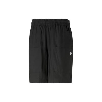 Downtown Series Solid Color Elastic Waist Logo Patch Casual Shorts Men Bottoms Black 538253-01
