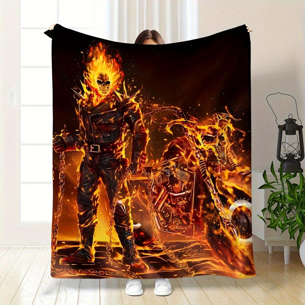 Medieval Fantasy Art Ghost Rider Blanket Super Soft Warm Bed Perfect for All Seasons, Home Travel Camping and Leisure Activities