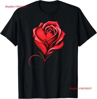 Love Deep Red Heart Rose Flower Art T Shirt  Vintage Washed Top For Everyday Wear Graphic Casual Stretched Homme Stylish Unisex
