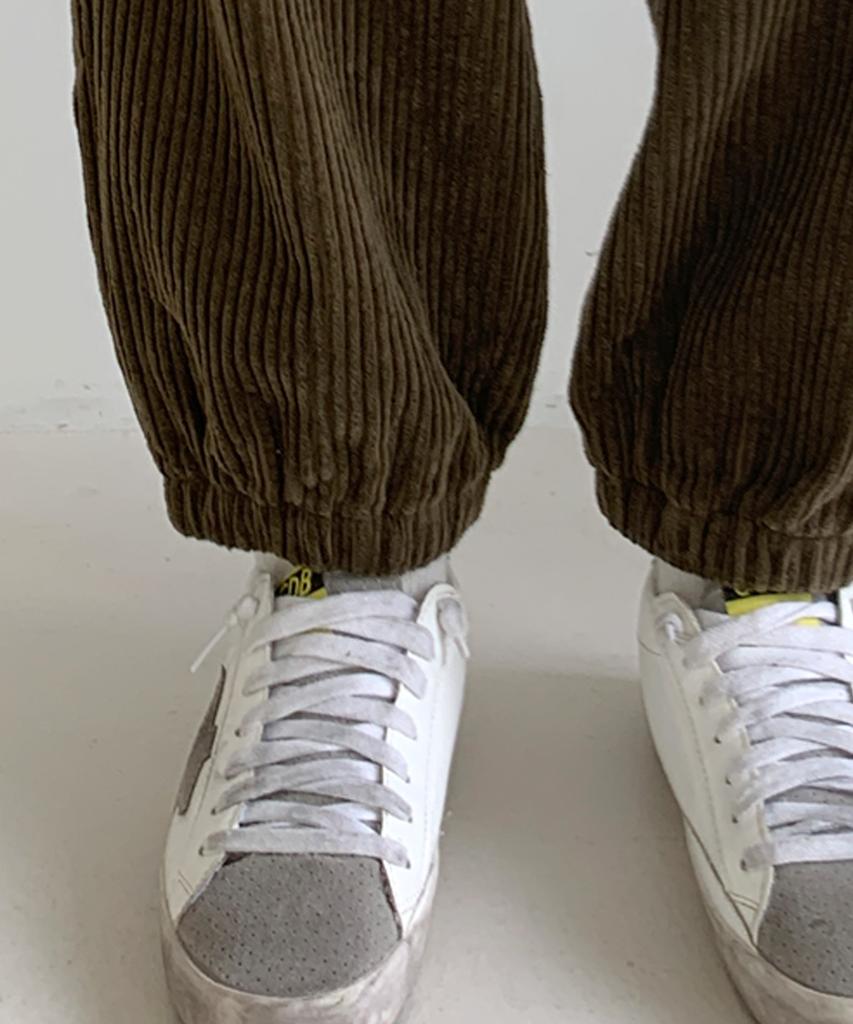 Jikeulib Corduroy String Banding Jogger Pants