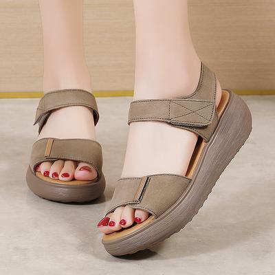 2024 Damen Sommer Plateau-Sandalen Damen Slipper Damen Keilschuhe Zehenfrei Dicke Sohle Damen Lässige Flats Strandschuhe