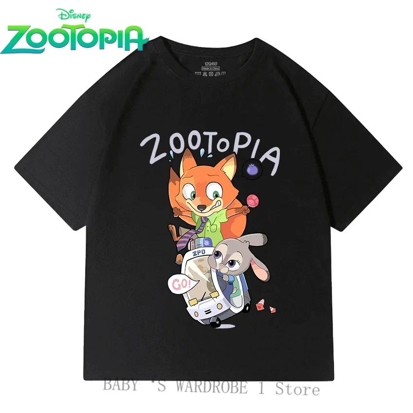 

Бавовняні футболки з коротким рукавом Disney Zootopia для хлопчиків та дівчаток 3-12 років з мультяшними принтами, милі, модні 160