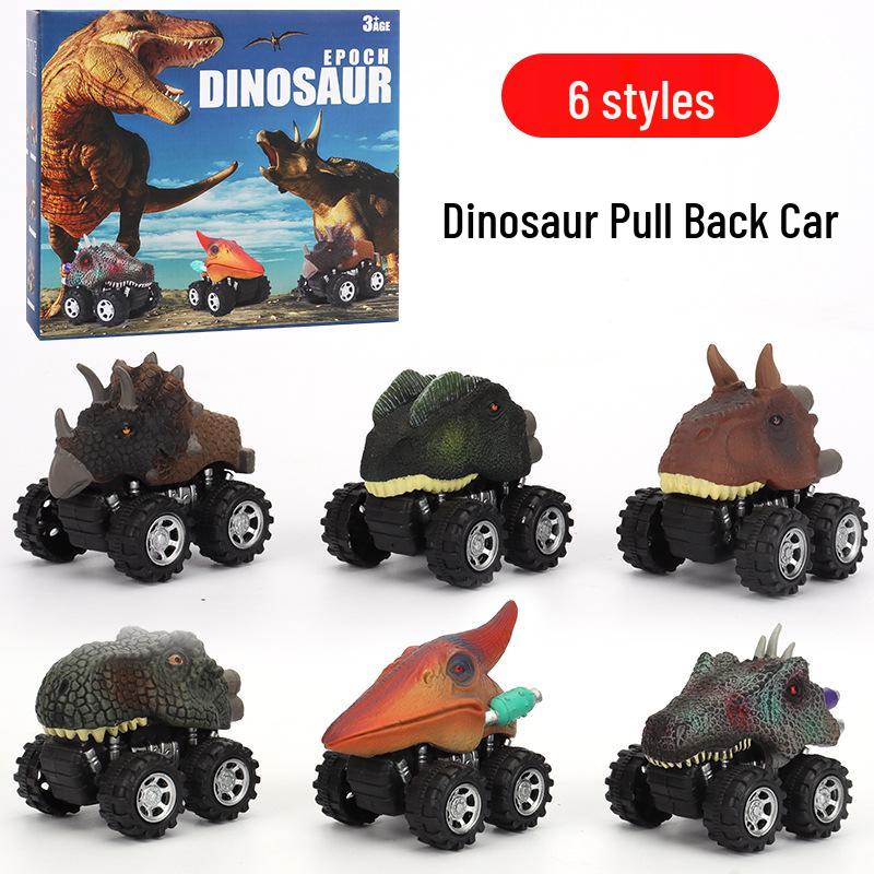 Children's Educational Dinosaur Pull-back Toy Cars - 6 Styles, Hand-painted, Off-road Simulation Models