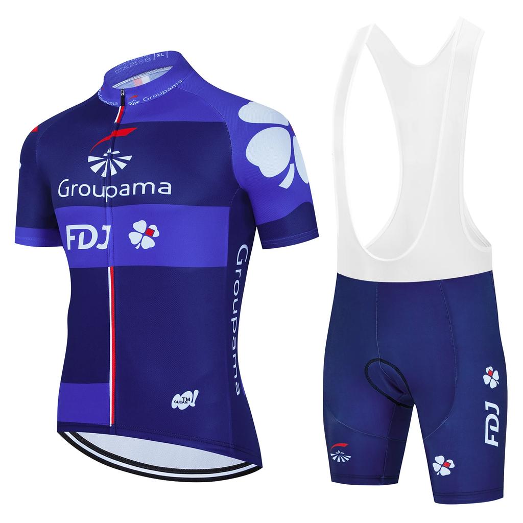 2026 Groupama FDJ TDF Cycling Jersey Sets Paris Short Sleeve Quick Dry Maillot Ciclismo Racing Bicycle Clothing