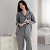 Winter Velvet Women's Pajama Set: Long Sleeve, Turn-Down Collar, Thickened for Home or Casual Outings.