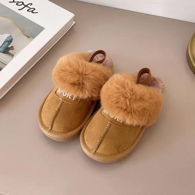 Chaussures en coton pour enfants Bande élastique Chaussons décontractés pour enfants Couleur unie Couture Peluche Chaud Garçons Filles Chaussons d'hiver 2024 Nouveauté