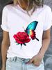 (Asian Size) Style Flower Trend 90s Casual Short Sleeve T Tee Top Clothing Shirt Women Printed Lady Fashion Female Graphic T-shirts