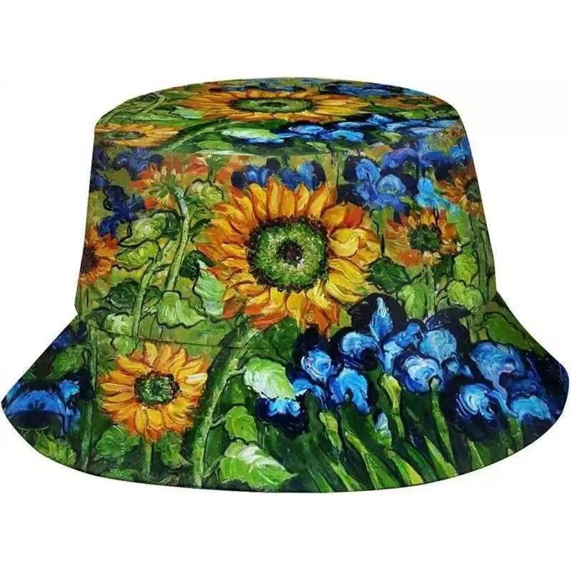 D digital printing bucket hat birthday theme English pattern basin hat unisex party gift sun hat
