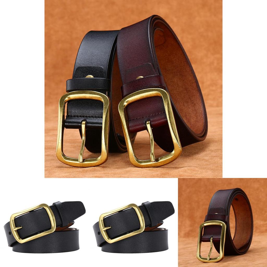 Mens Casual Leather Belt In Genuine Two Layer Cowhide With Alloy Buckle And Minimalist Style For Work And Leisure
