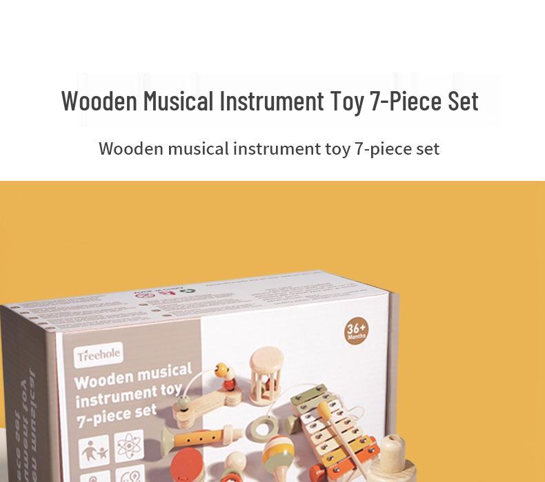 Montessori Wooden Rattle & Orff Instruments Set for Infant Grasping and Early Education