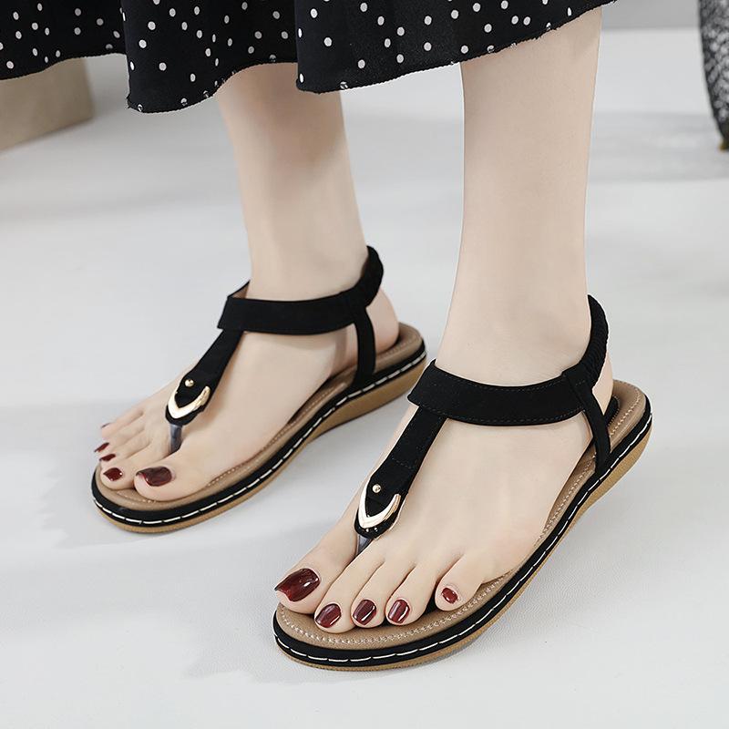 Summer Fashion Women Platform Wedges Elastic Band Comfortable Casual Sandals Black Blue Pink Apricot Women Sandals 36-43