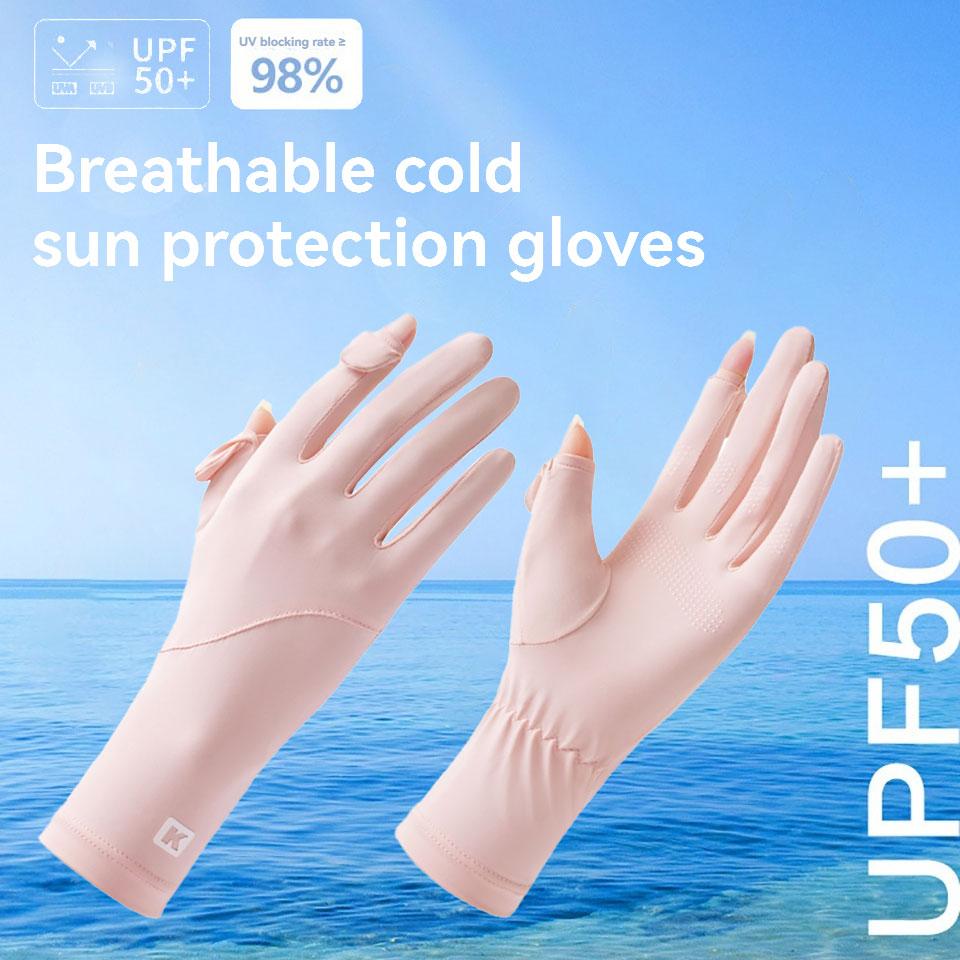 Summer Sunscreen Gloves Non Slip Touch Screen UV Protection Ice Silk Lengthened Wrist Sunscreen Riding Gloves
