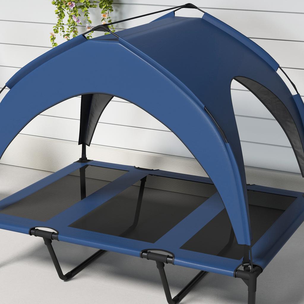 Cooling Raised Pet Bed W/ Washable Breathable Mesh, for Large Dogs, 106 X 76 X 94cm - Dark Blue