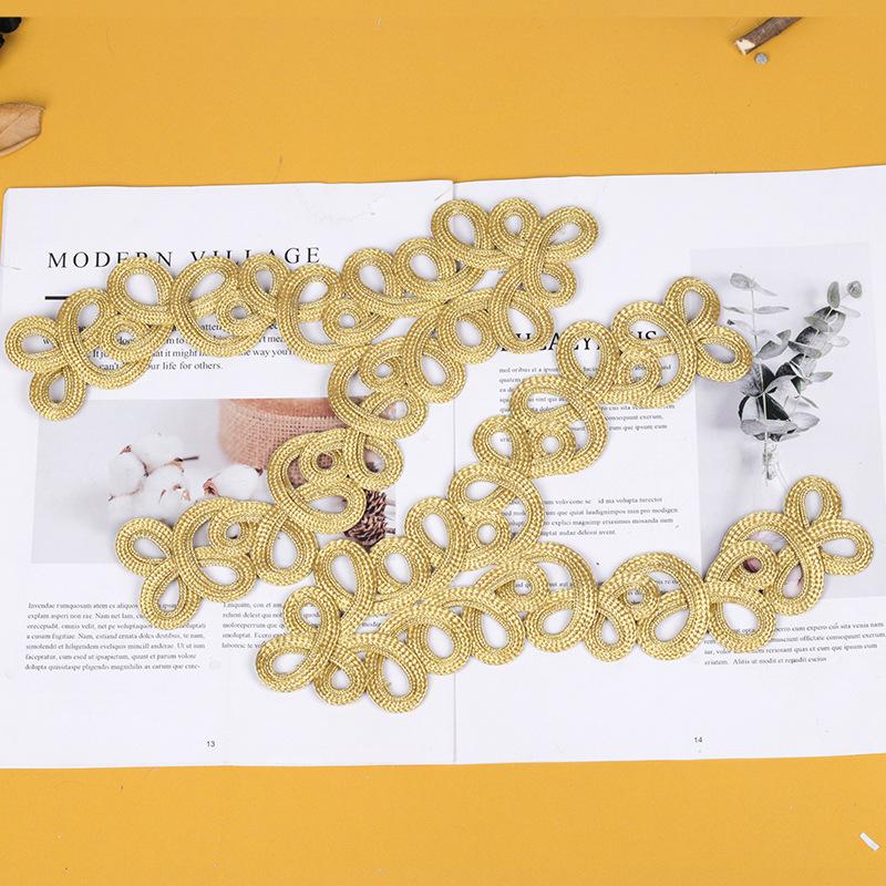 1pcs Chinese Knot Buttons Gold Wire Trapezoidal Buttons for Dresses Dance Clothes Decorative Buckles 16.5CM*17CM