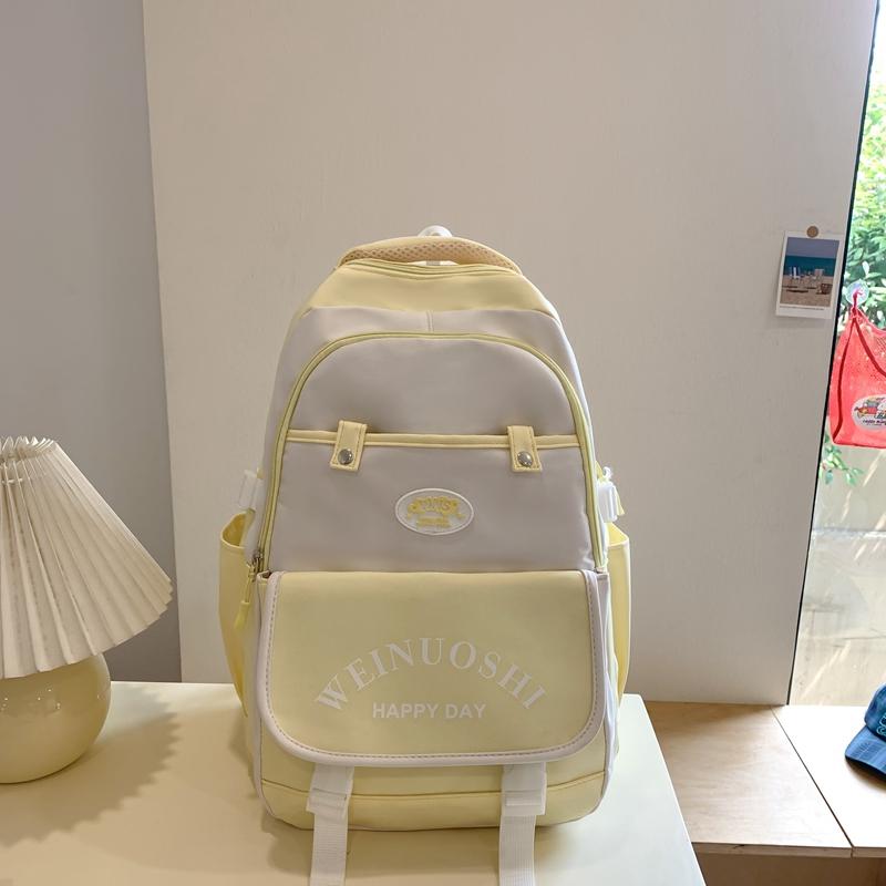 Middle School Student Schoolbag Color Block Women's Large Capacity Backpack Primary School Student's Fifth and Sixth Grade Lightweight Backpack