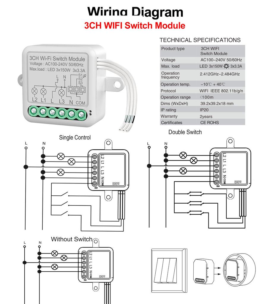 Graffiti WiFi Smart Switch with Alexa and Dual Remote Control Timer