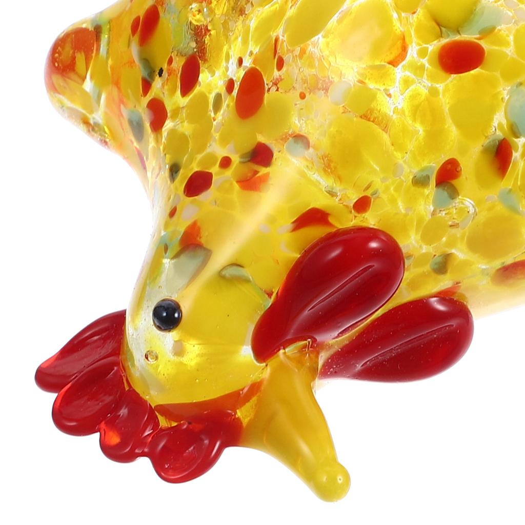 Glass Hen Decor Delicate Stable Desktop Glass Chicken Ornament Home Office Decoration Love Gift Bright Color Crystal Hen