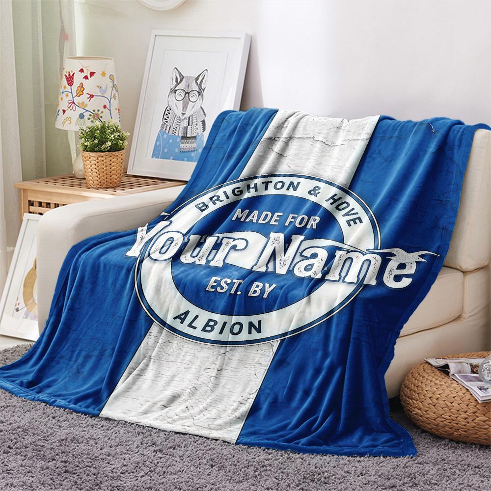 1PC Brighton Hove Albion Custom Name Patterned Flannel Blanket Suitable For All Seasons For Home Decor Warmth And Comfort Gifts Holiday Present