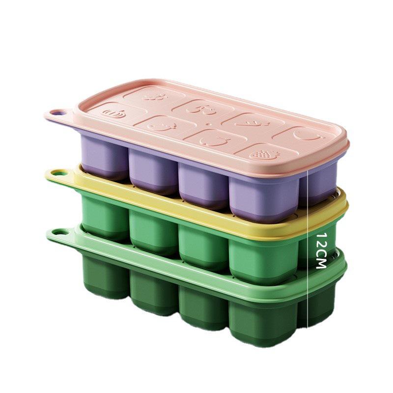 Silicone Ice Cube Tray Mold - Food Grade DIY Ice Storage Box for Household Use