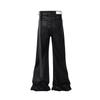 ZYLLO Streetwear Black Wax Leather Strecth Jeans for Men Ropa Hombre Baggy Y2k Flare Pants Oversized Straight Denim Trousers