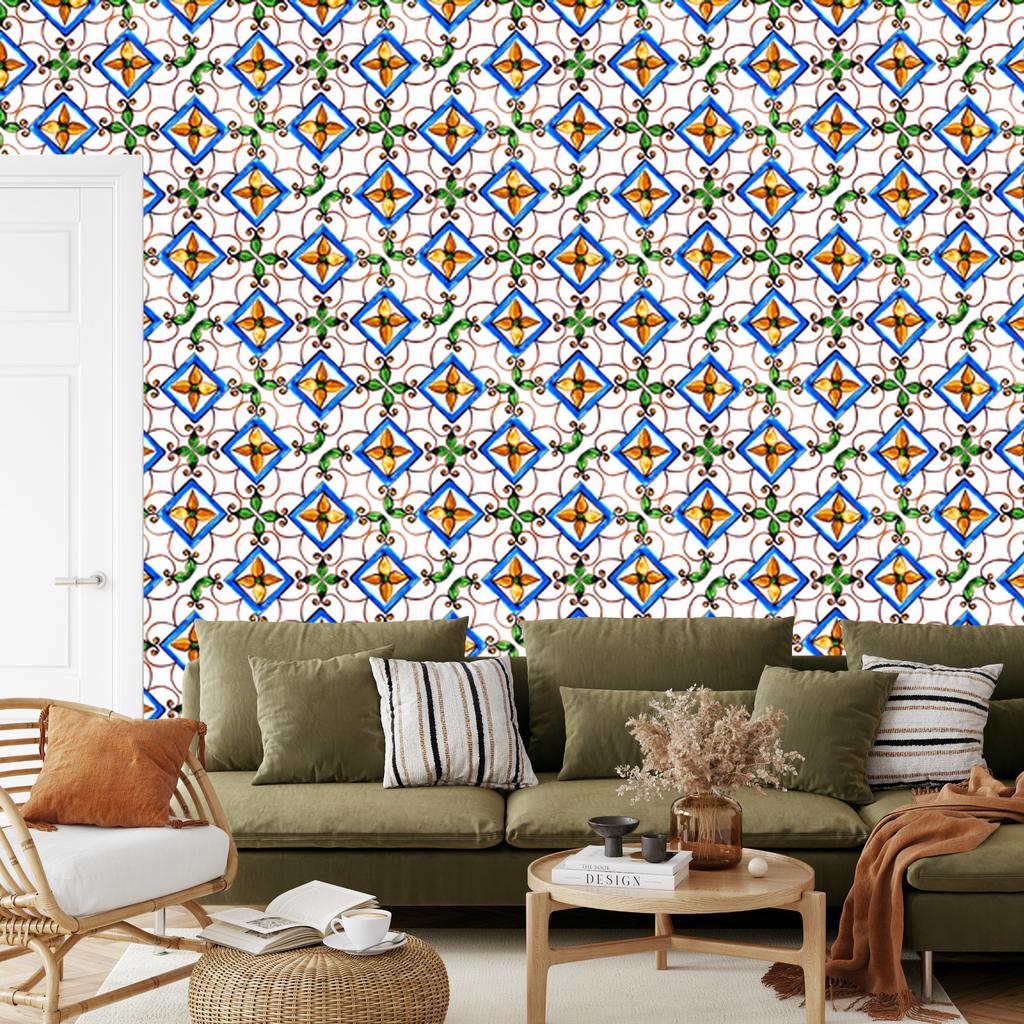 Wallpaper Oriental mosaic pattern for living room and bedroom 50x1000