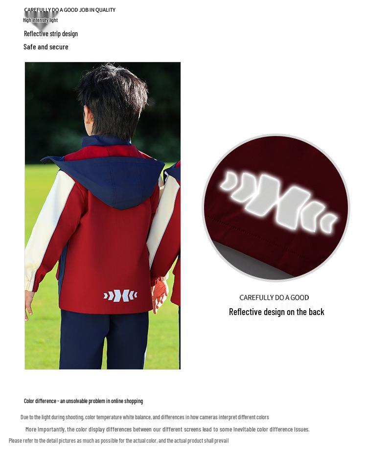 Elementary School Windbreaker Three-Piece Uniform Set for Kindergarten and First Grade - Spring, Autumn, and Winter