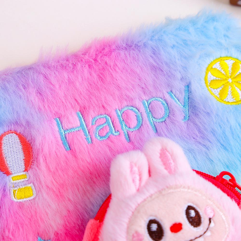 Cartoon Teddy Plush Notebook & Coin Purse Set