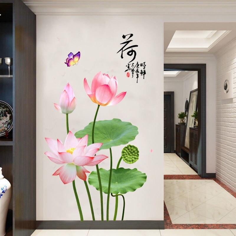 Adesivos de flores para sala de estar, fundo de parede, adesivos de decoração de parede para quarto, papel de parede autoadesivo