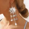 Damen Europäisch Amerikanisch Mode Kreativ Mond Stern Quaste Ohrringe Retro Übertrieben Sonne Universum Metall Ohr Schmuck