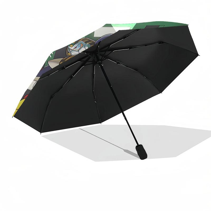 1pc Mega Man Automatic Opening Folding Umbrella with 8-Bone Iron Frame, Portable Design for Outdoor Use, Perfect Gift for Fans and Travelers.Y037