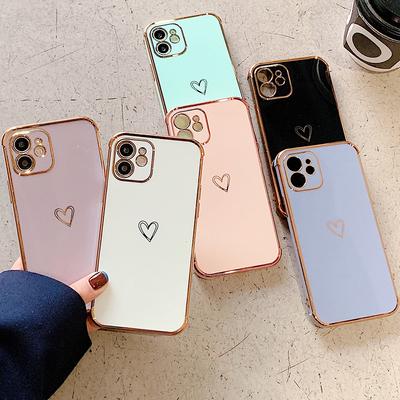 Electroplating Phone Case Bumper For Iphone 11 12 13 Pro Max Mini Xr X Xs 7 8 Plus Se Love Heart Soft Tpu Shockproof Back Cover