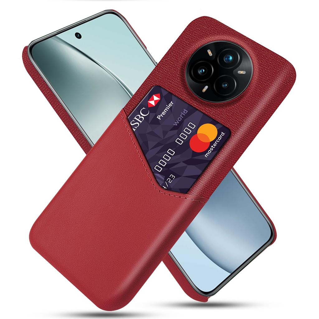 For Realme 14 Pro+ 5G Case PU Leather Cloth Texture Hard PC Phone Cover with Card Holder