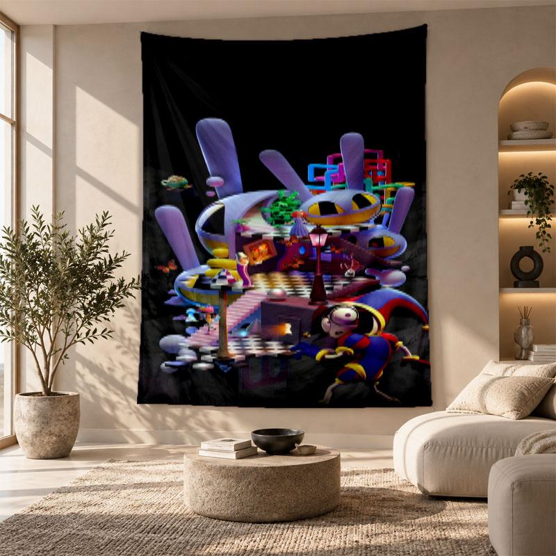Decorative Tapestry,The Amazing Digital Circus Printed Wall Art, Lightweight Wall Hanging For Bedroom Background