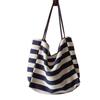 Contrast Color Black White Stripe Bag Large Capacity Thin Straps Tote Bag  Daily