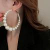 New Design Sense Oversized Pearl Circle Earrings Women, Exaggerated Personalized Earrings Geometric Earrings