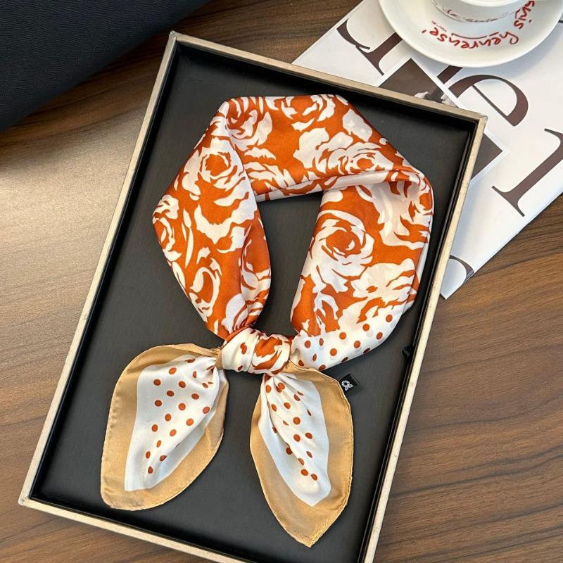 Polka Dot Silk Scarf Square Scarf High-end New Versatile Decorative Scarf Scarf Scarf Neck Cashew Flower Scarf Shawl Can Be Used As a Tube Top