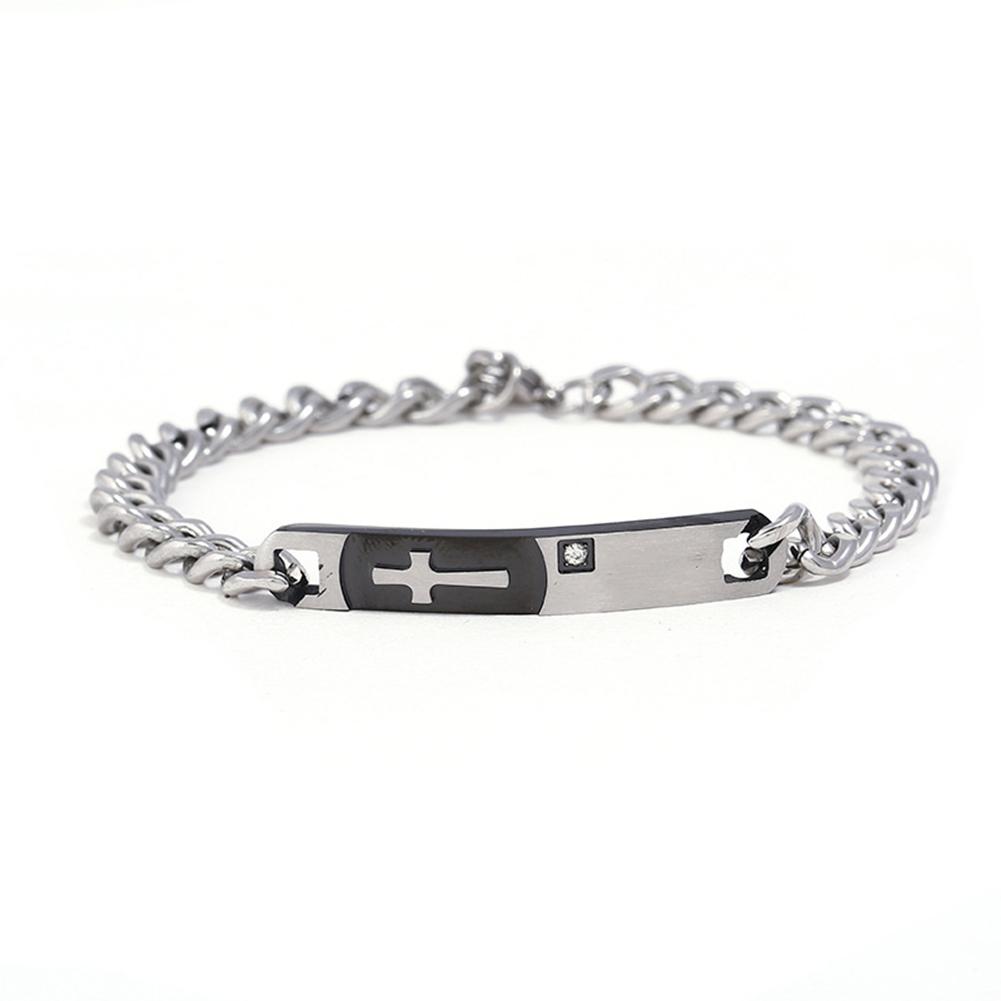 Men / Women Fashion Concise Metal Chains Cross Pattern Bracelet Cool Lovers Hand Chains