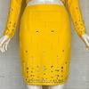 Chic French Socialite Rhinestone Bandage Top & Hip-Hugging Midi Mini Skirt Set