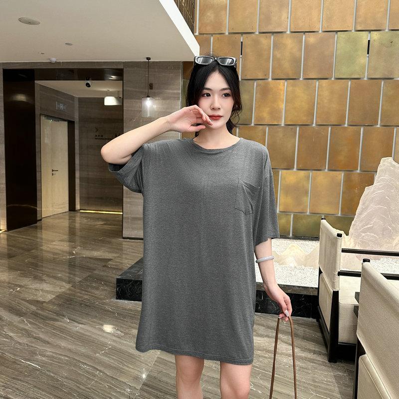 Women's Summer Modal T-Shirt Dress Half Sleeve Tee sleepdress With Pocket Loose Fit Plus Size Lightweight Loungewear Sleep Dress