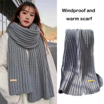 Winterschal, gestrickt, verdickt, einfarbig, elastisch, winddicht, warm bleiben, Anti-Schrumpf-Dame, Schule, Outdoor, Schal, Kleidungszubehör