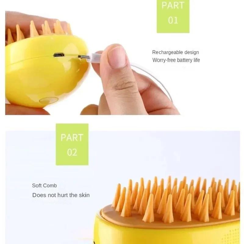 Dog Cats Accessories Massage Comb Grooming Accessories for Cats Brush Pet Spray Soft Silicone Steam Built-in Electric Hair Stuff